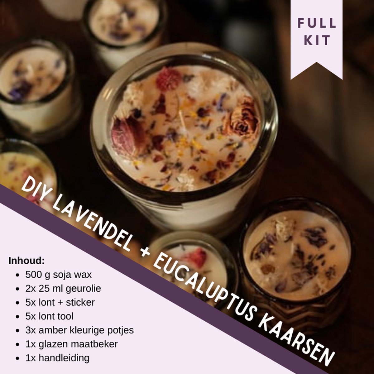 DIY pakket kaarsen maken | Geurkaarsen maken | Lavendel & Eucalyptus geur | Eco friendly & vegan wax | Soja wax | Kaarsen pakket | Amber glas